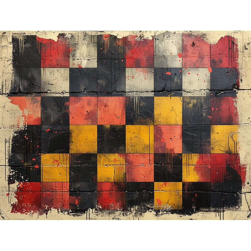 Art Panel Abstract Checkered Shower Curtain, 70" W x 83" L