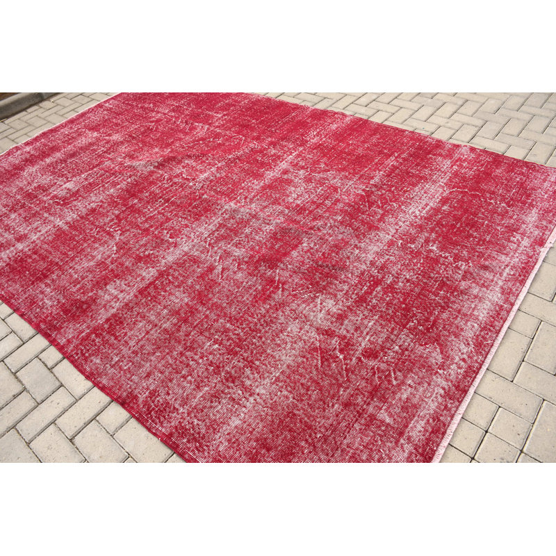 Large Red Turkish Rug Handmade For Floor Decor With Bohemian Style Ideal For Spacious Areas And Rooms