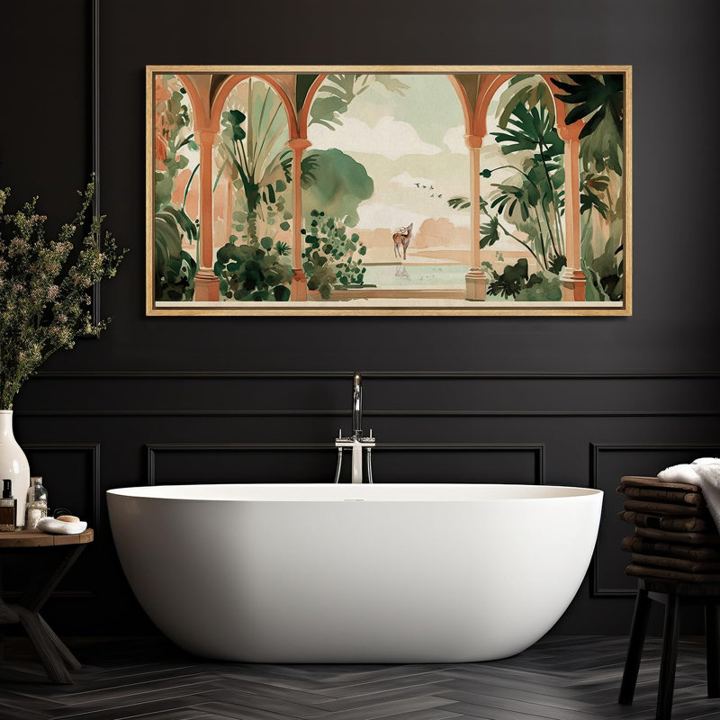 «Rustic Countryside Tropical Archway Aquarelle Exotic Garden and Wildlife Scene», reproduction d'art sur toile, Naturel