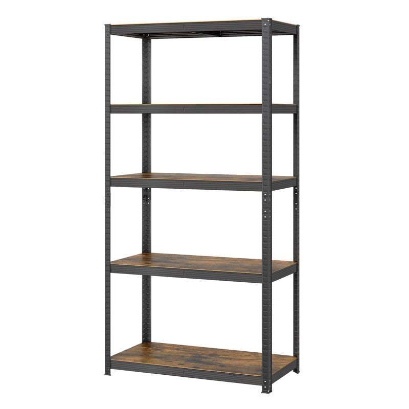 Desi Steel Standard Bookcase, 200cm H x 100cm W x 50cm D, Rustic Brown/Black