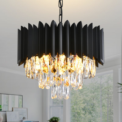 Luminaire moderne en cristal noir à 3 niveaux K9
