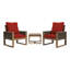 Ensemble de 3 chaises d'extérieur en bois 3 pièces avec coussins - 2 chaises de patio confortables et table d'appoint-1212660861