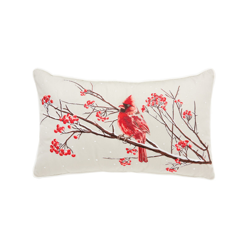 Winterberry Cardinal Lumbar Pillow