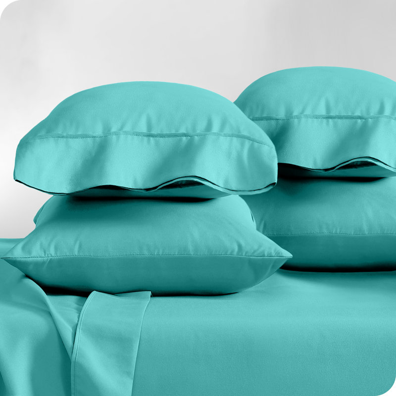 Turquoise Cotton Hypoallergenic Standard Pillowcases Set of 4