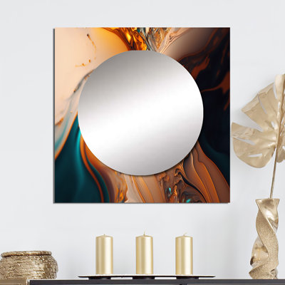 Dionatta - Abstract Liquid Ink Square Mirror Wall Art For Bathroom