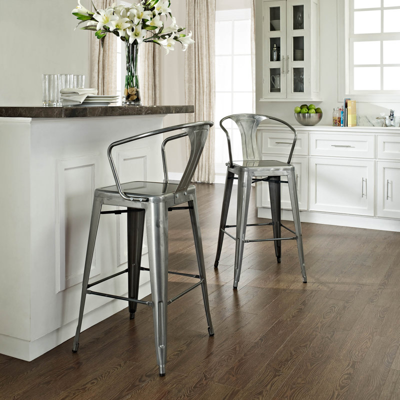 Counter Stool with Metal Frame, Galvanized