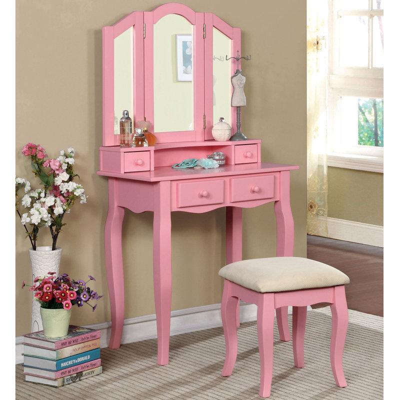 Ensemble coiffeuse avec miroir Avoca Kids, Rose