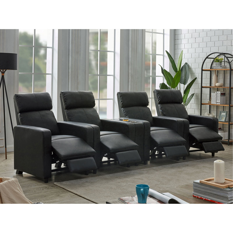 Cinéma maison 4 places noir rembourré avec console Wedge
