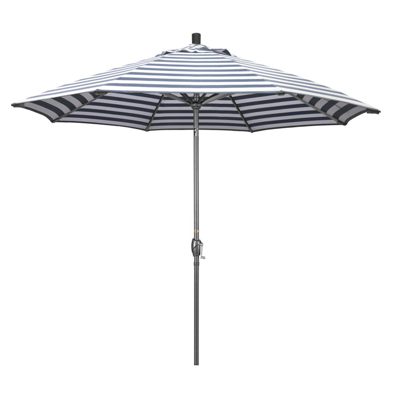 Parasol de marché 9 pi Iuka, Rayure Cabana bleu marine / blanche