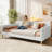 Elegant Linen Upholstered Daybed With Armrests - Versatile Sofa And Guest Bed Combo-1653488313-1666765338