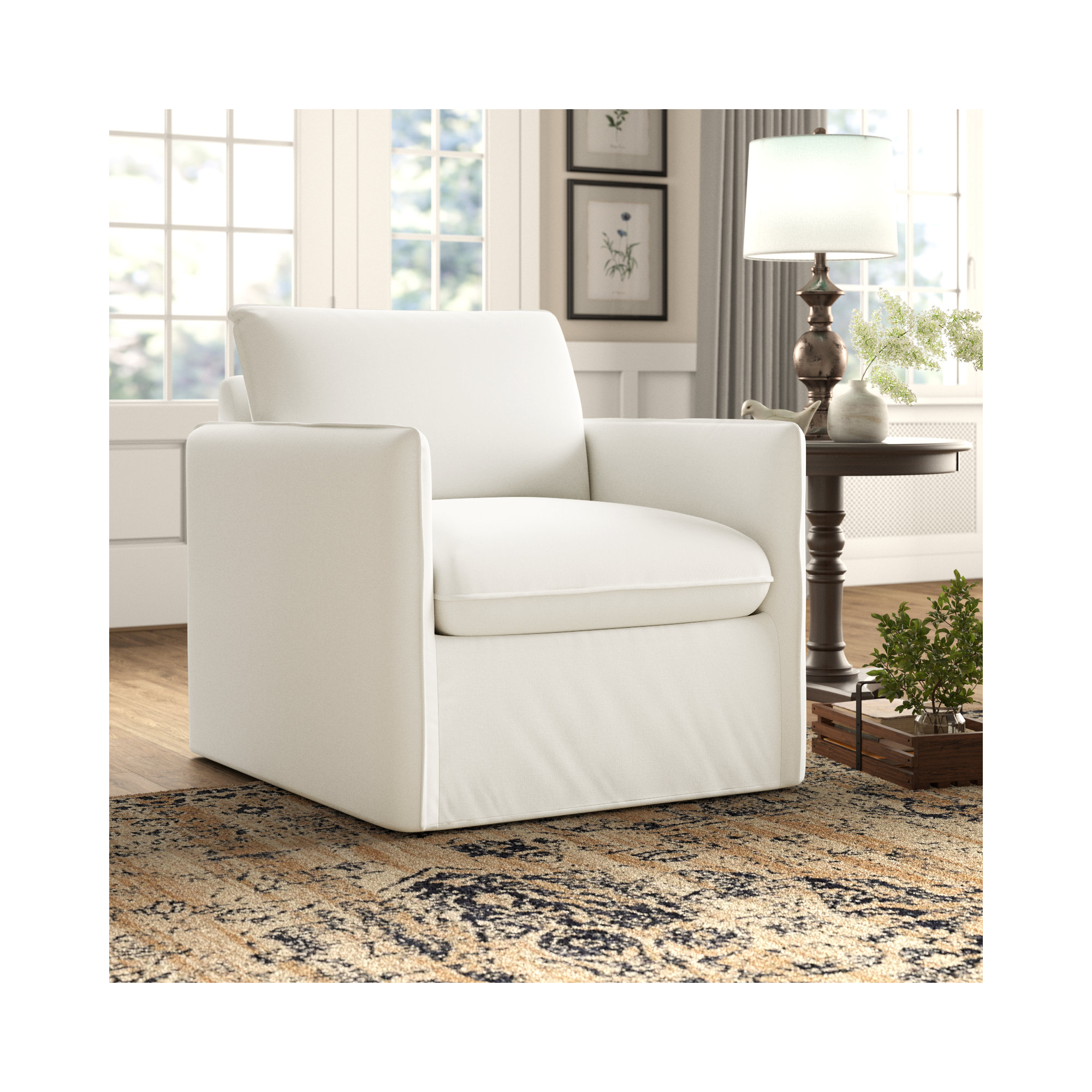 Bellatrix Slipcovered Armchair, Bayou Off White Canvas