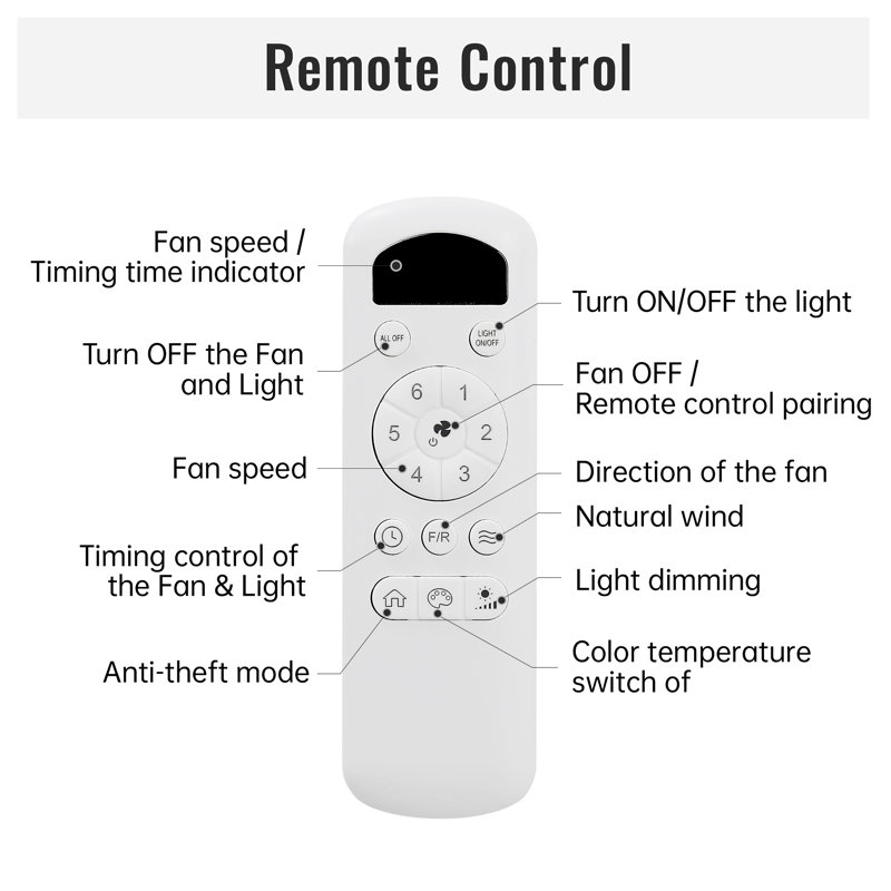 48 Inch Wood Ceiling Fan With 3 Solid Wood Blades Remote Control Reversible DC Motor For Living Room, Gold, White