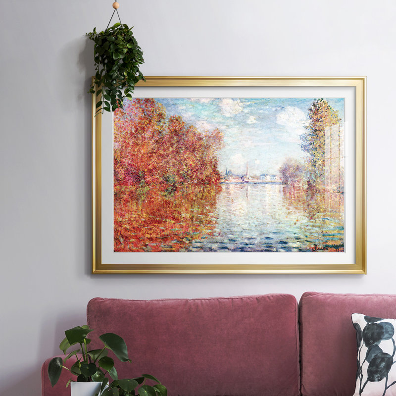 «Autumn In Argenteuil», reproduction d'art encadrée sur papier par Claude Monet, Or, H 15 po x l 21 po x P 1,5 po
