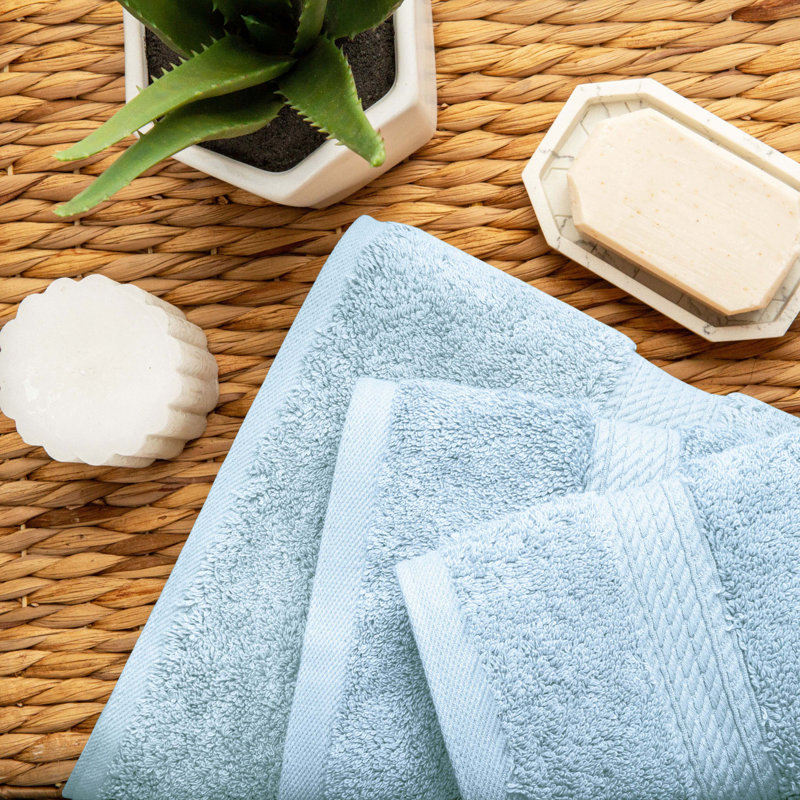 Scotia Egyptian Cotton Bath Towel Set, Light Blue, 3Pc Towel Set  (1Bath, 1Hand, 1Face)