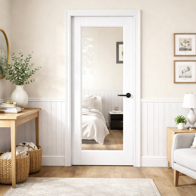 Dalle de garde-manger en verre blanc apprêté 1-Lite blanc, porte intérieure 30 po x 80 po sans cadre ni quincaillerie