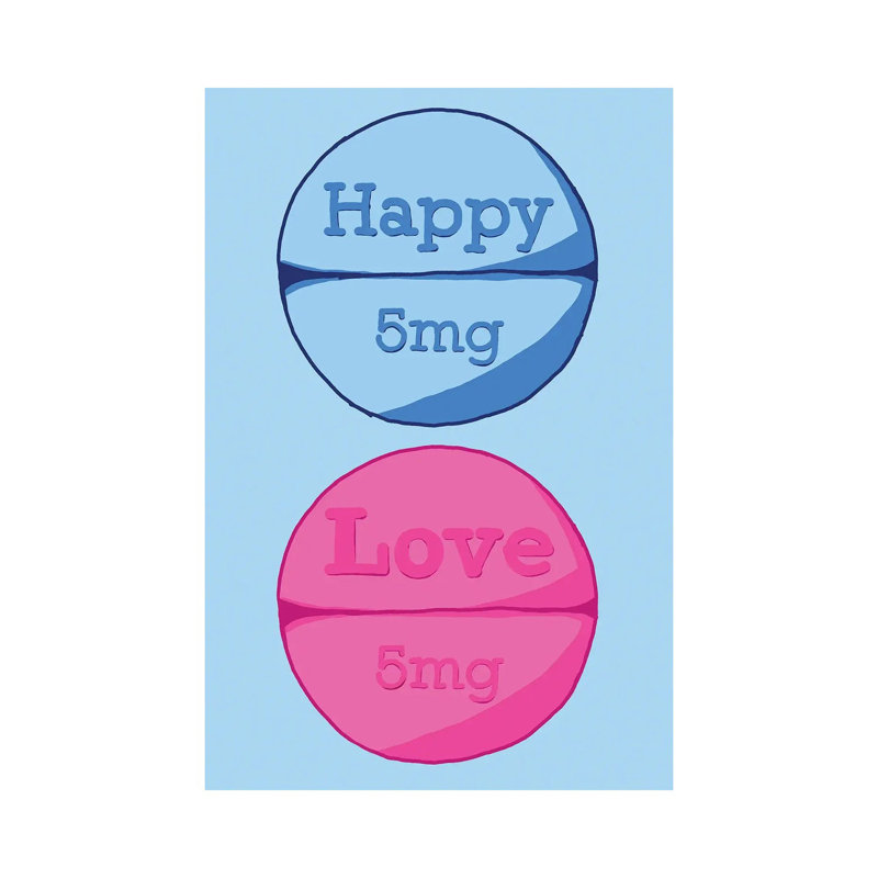 Happy Love Pill by Jaymie Metz - Wrapped Canvas Print, 30.48 cm H x 45.72 cm W