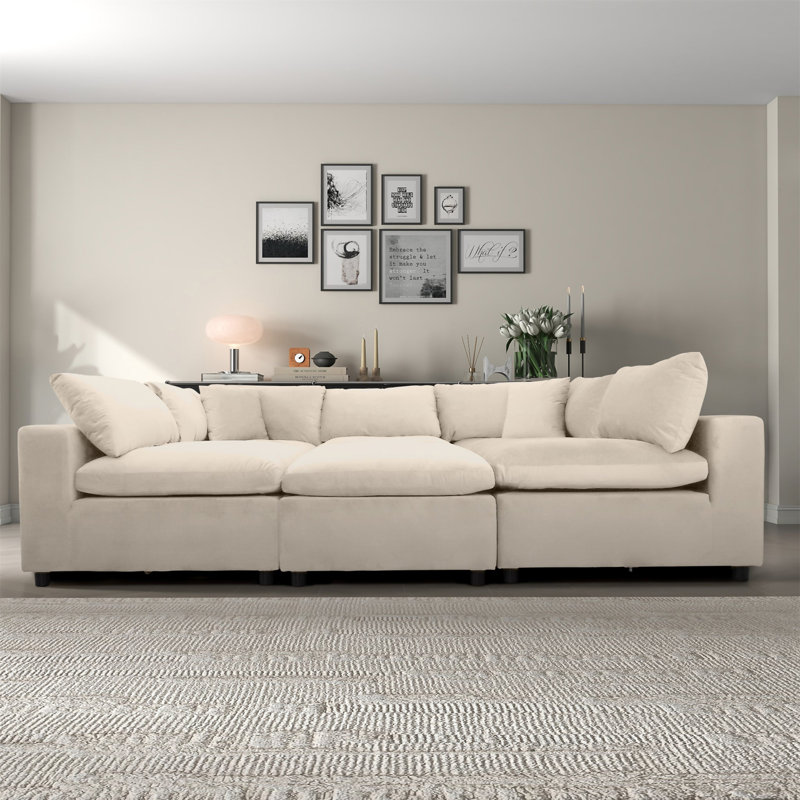 Canapé modulaire en velours Hayward