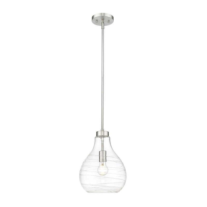Wilhemina 1 - Light Teardrop Pendant, 94.75" H x 10" W x 10" D, Brushed Nickel
