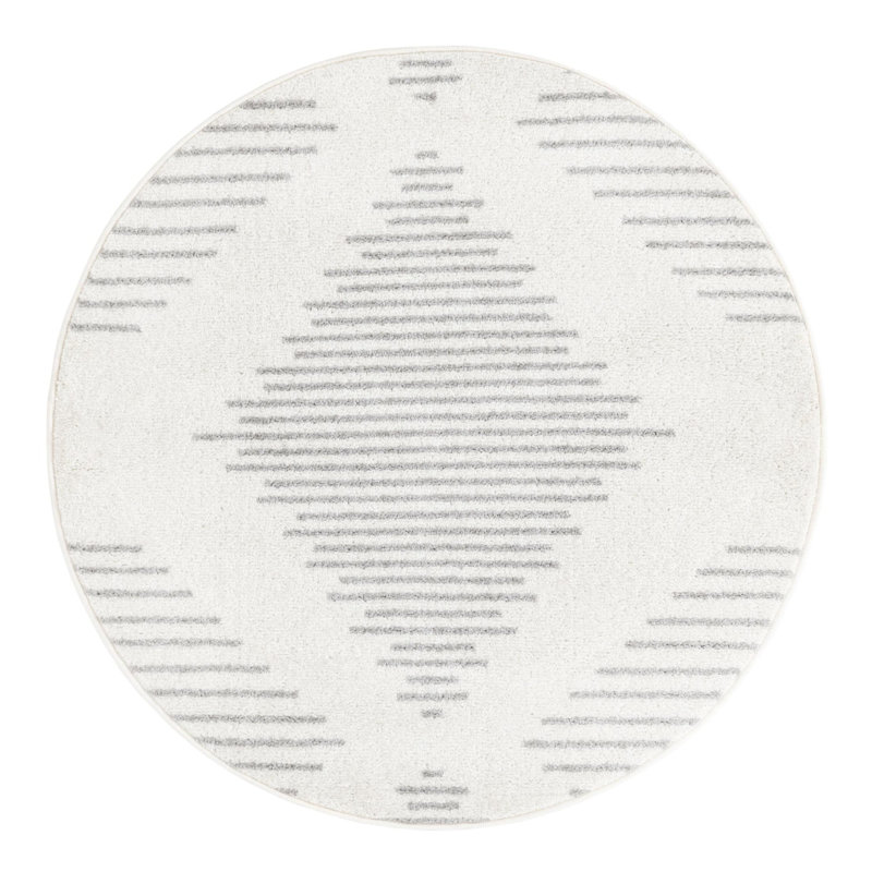 Tapis gris et ivoire Cohutta, Rond 3 pi 1 po