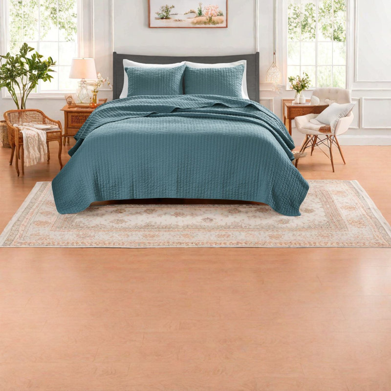 Ensembles de literie en microfibre de qualité supérieure, style campagnard courtepointe bleu sarcelle pour toutes les saisons