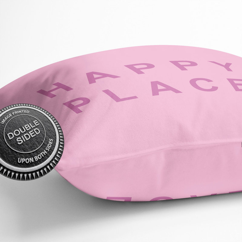 Happy Place Square Throw Cushion, 40cm H x 40cm W x 15cm D
