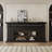 Black Solid Wood TV Cabinet Fireplace-118327431