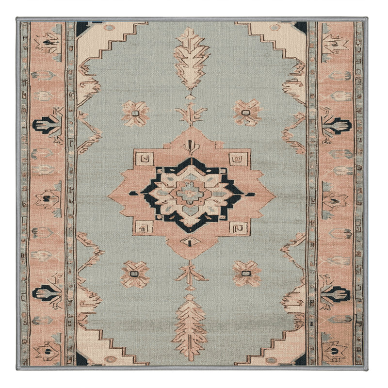 Tapis gris Afyon lavable à la machine, Carré 3 pi