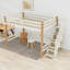 Lit mezzanine double avec crochet et tablettes de rangement-129032340