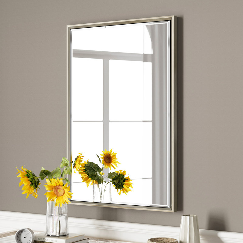 Miroir de salle de bain Lohoski, Nickel brossé, 36 po x 24 po