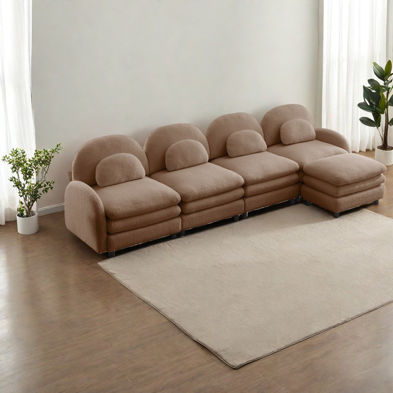 Canapé modulaire 4 places Cloud Comfort Teddy, canapé incurvé moderne pour la maison