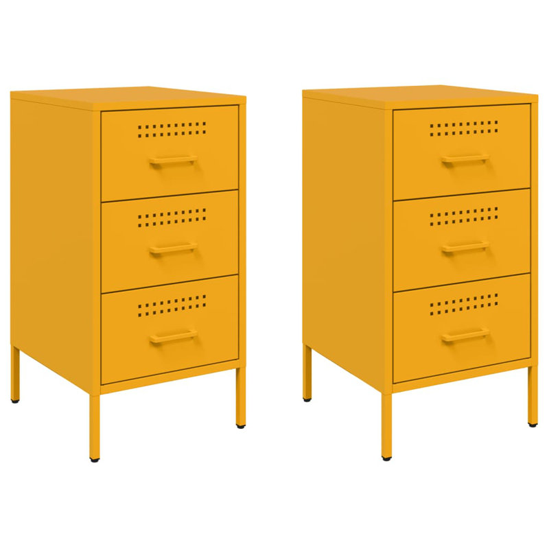 Bedside Cabinets 2 pcs 36x39x68 cm Steel, Mustard Yellow