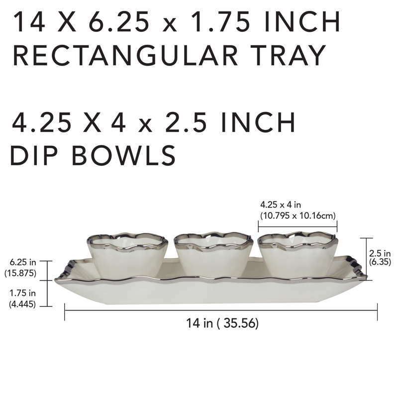 Plateau et bols à condiments 14,25 po Regency Silver