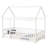Full Size House Floor Bed With Roof Frame, Safety Guardrails,Whtie-1287012562-1287012573