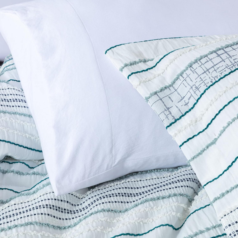 Boho Striped Soft Textured Clip Jacquard Comforter Set, TwinComforter+1StandardSham+1StandardPillowcase