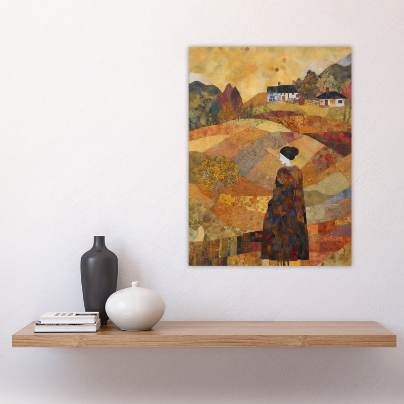 Our Harvest Fields By Jenny Adamson Autumn Farm Klimt Warm Ochre Pastel Shades Large Wall Art Poster Print Thick Paper 18X24 Inch