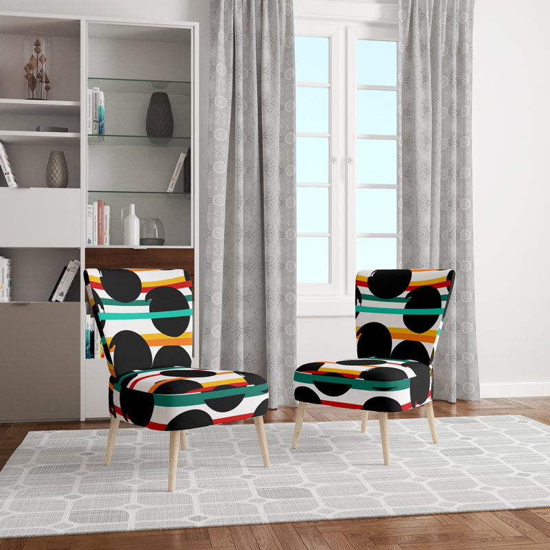 Chaise d'appoint rembourrée à motifs Black Circle Dots