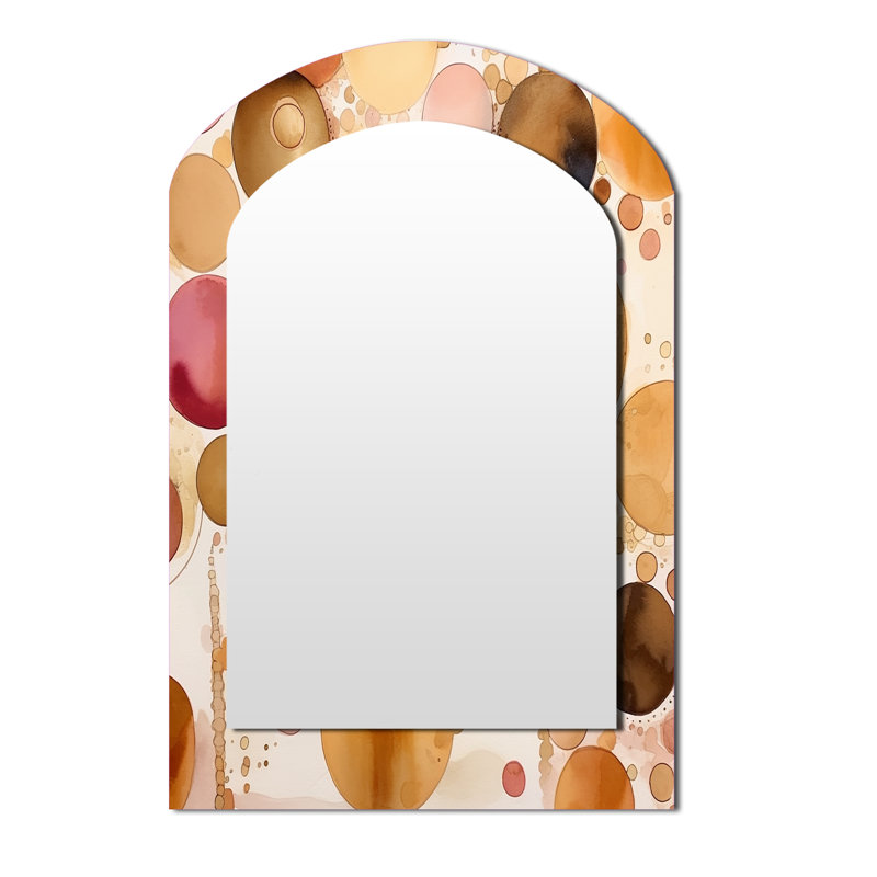 Afternoon Dreams Boho Chic Vintage Pink Gold I - Geometric Asymmetrical Large Wall Mirror, Pink Arch Decorative Mirror, Printed Metal Art