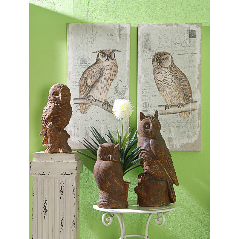Kenneth Rectangle Owl Prints with Distressed Look