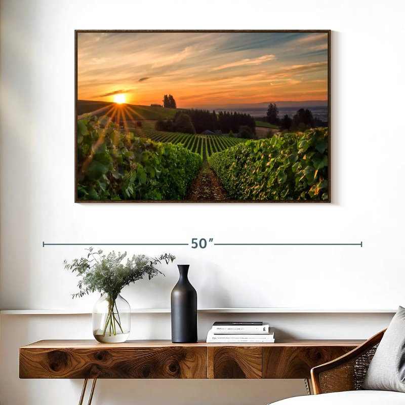 Willamette Vineyard, Cadre flottant noyer, 40 po x 27 po