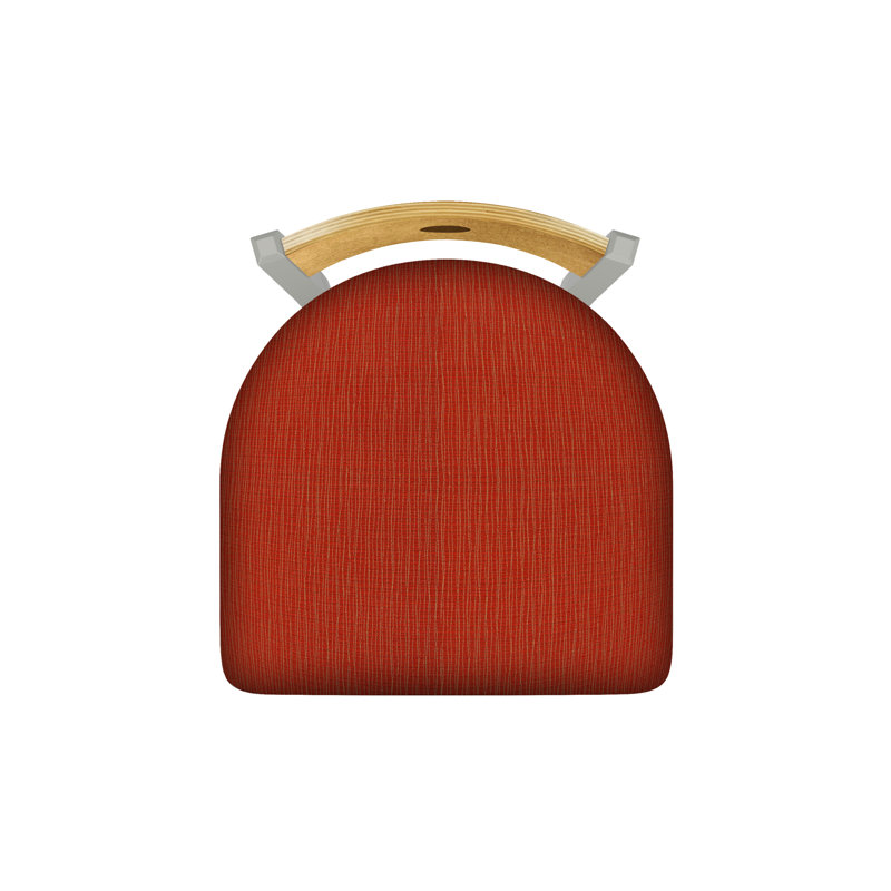 Tabouret pivotant Voltaire, Chêne naturel, Siège graphite coquelicot / dossier en érable mo, Nickel anodisé