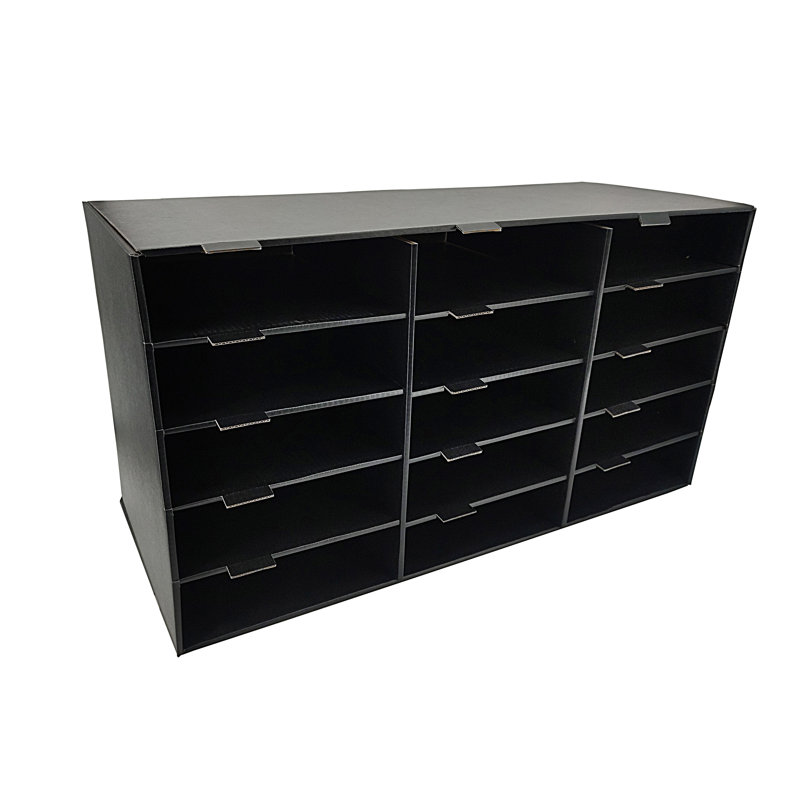 Black 15-Slot Vertical File Organizer for Office and Classroom