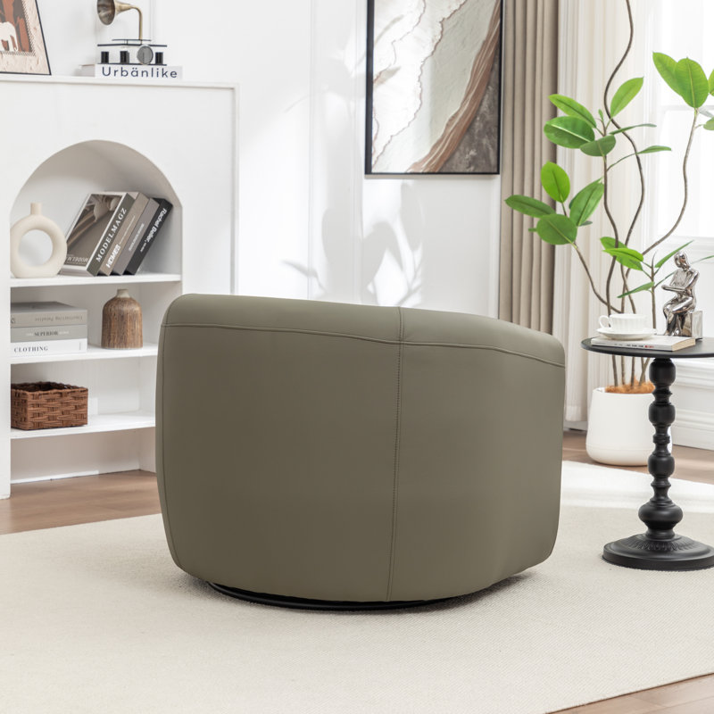 Morre Upholstered Swivel Barrel Chair, Green