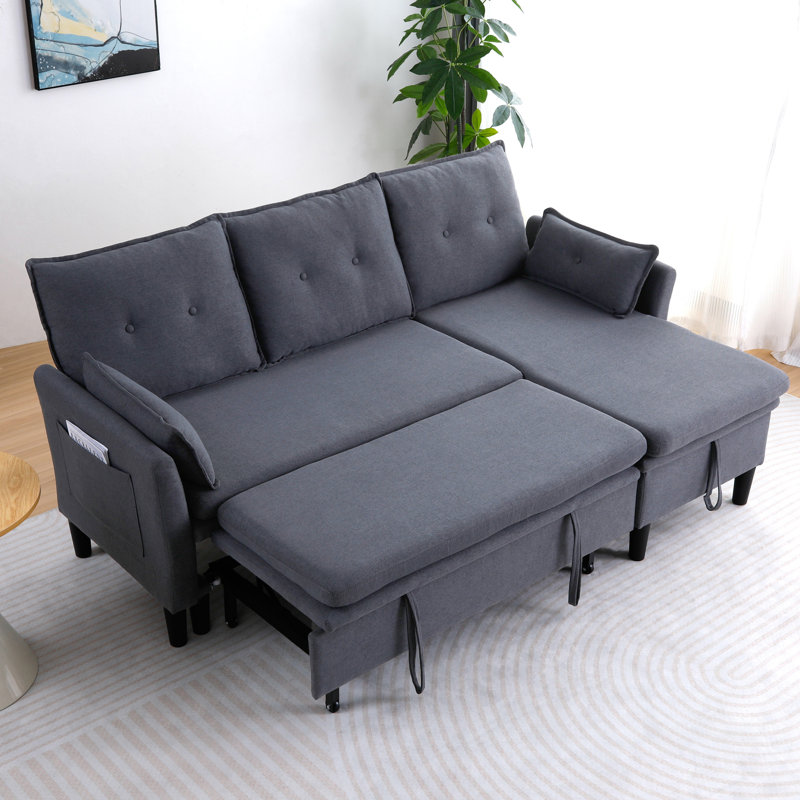 Canapé en L 78,35 po, Gris foncé
