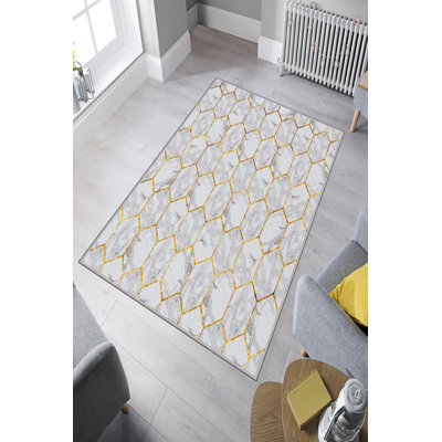 Premium Hall Carpet, 3.3 x 6.6 Feet, 100% Polyester, 0.3 in Pile Height | Antibacterial, Non-Slip Underside, Machine Washable | Elegant 3D Digital Print Design, Perfect for Entryways & Living Rooms