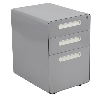 Concho Ergonomic 3-Drawer Mobile Locking Filing Cabinet Storage Organizer