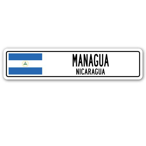 Plaque de rue en aluminium à drapeau de Managua, Nicaragua, H 6 po x l 24 po x P 1 po