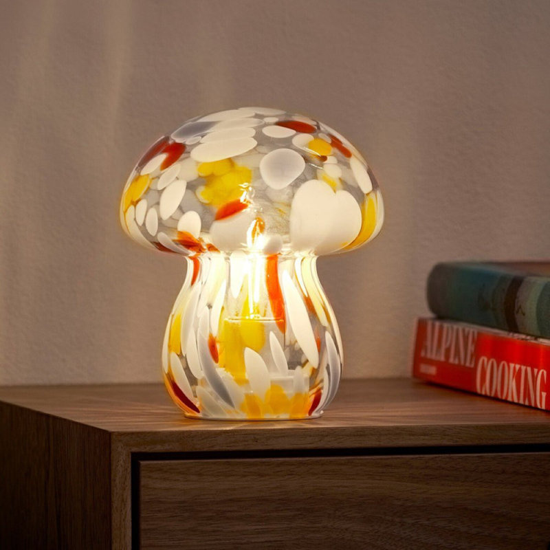 Mini lampe portative à champignon en verre, Confettis