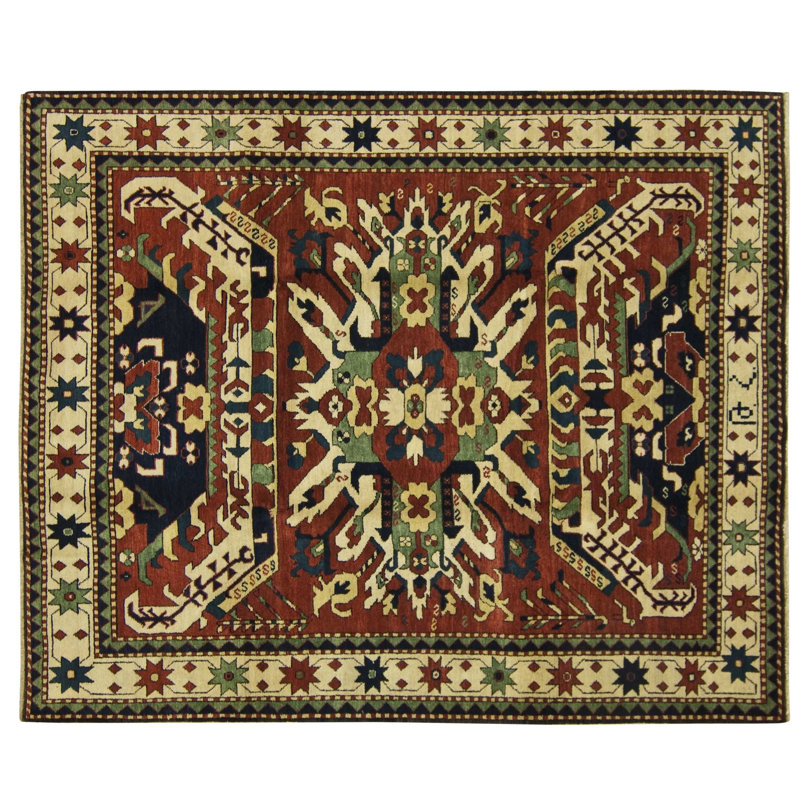 Chelaberd Wool Southwestern Area Rug in Beige/Red