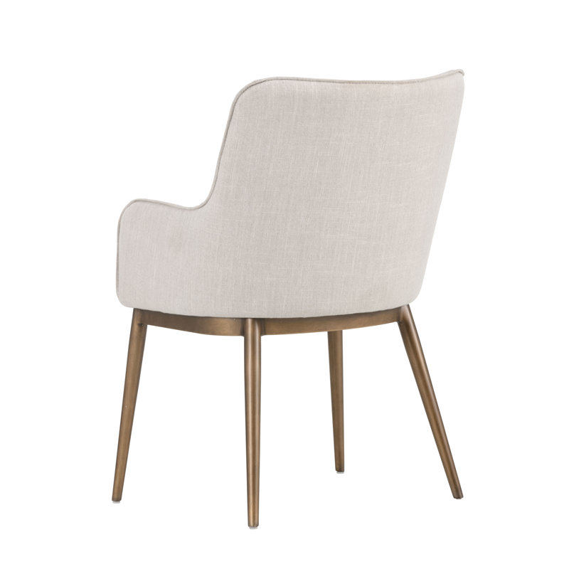 Irongate Upholstered Arm Chair, Beige, Antique Brass