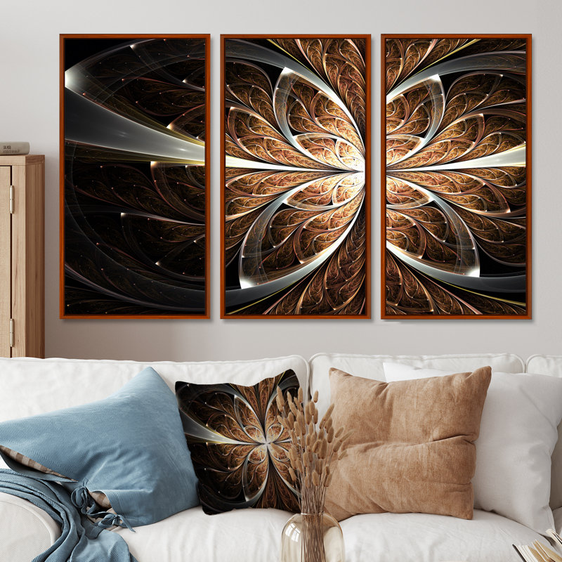 Élégant chiot avec un chapeau mauve - ensemble de 3 reproductions d'art encadrées sur toile, H 32 po x l 48 po, Brown
